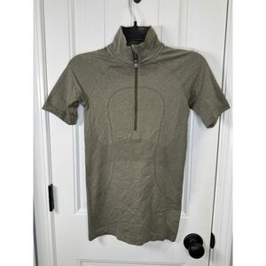 Lululemon Women Swiftly Tech 1/2 Zip Size 4 Green Heathered Gorpcore Gym